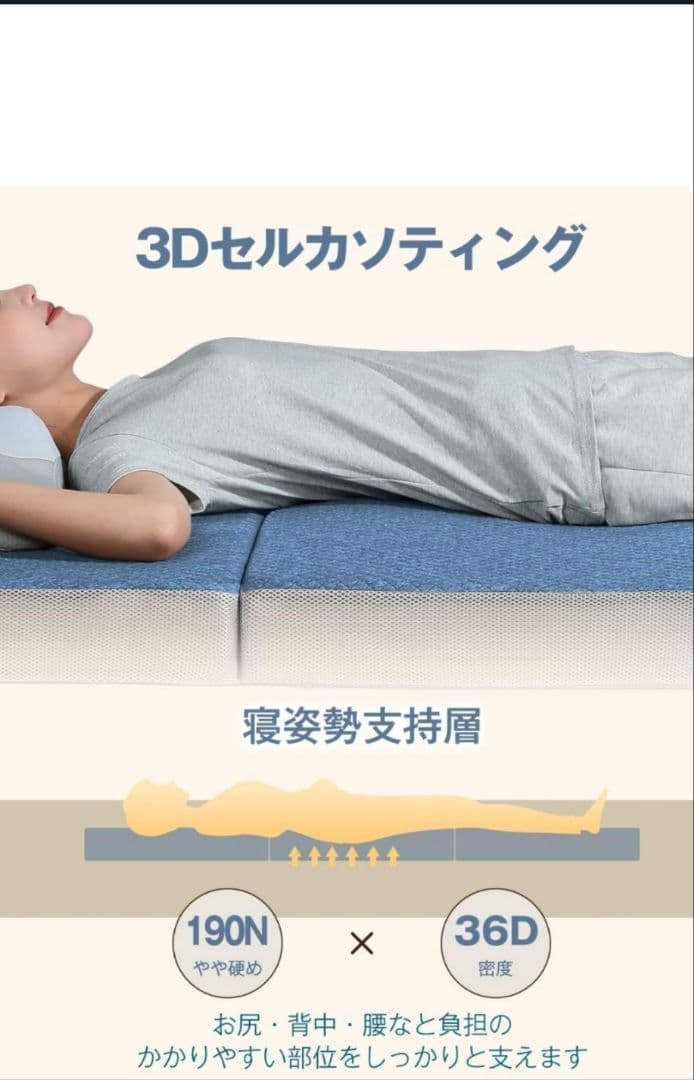 折りたたみマットレス 厚さ10cm セミダブル 【ブルー】