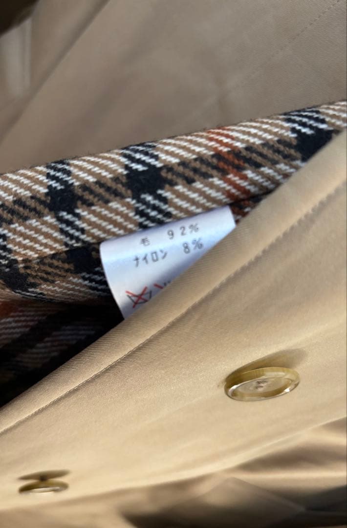 美品！DAKSダックス チェック ライナー付トレンチコート ベージュ　11号