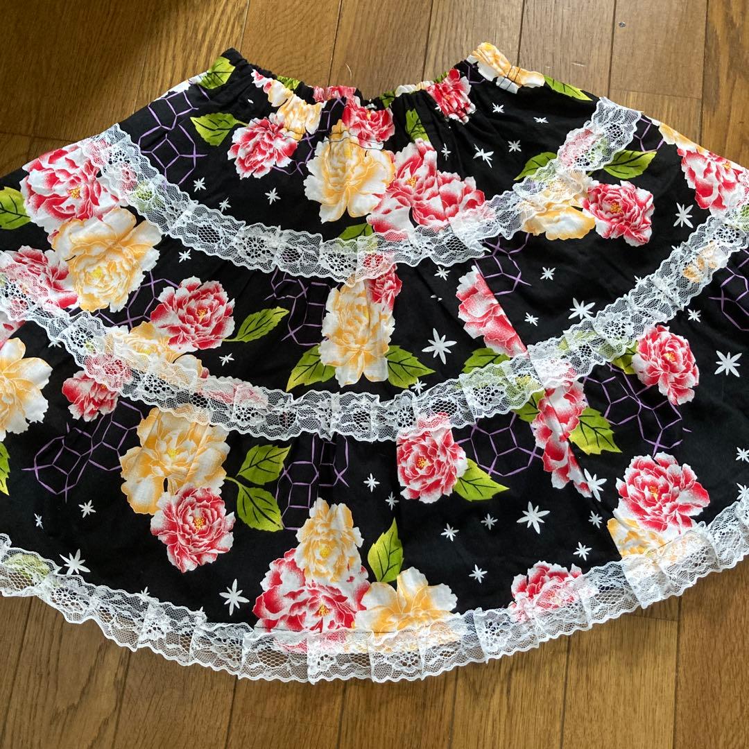 浴衣ドレス 150　地雷系　量産型　y2k　平成　姫系　ギャル ブラック 薔薇