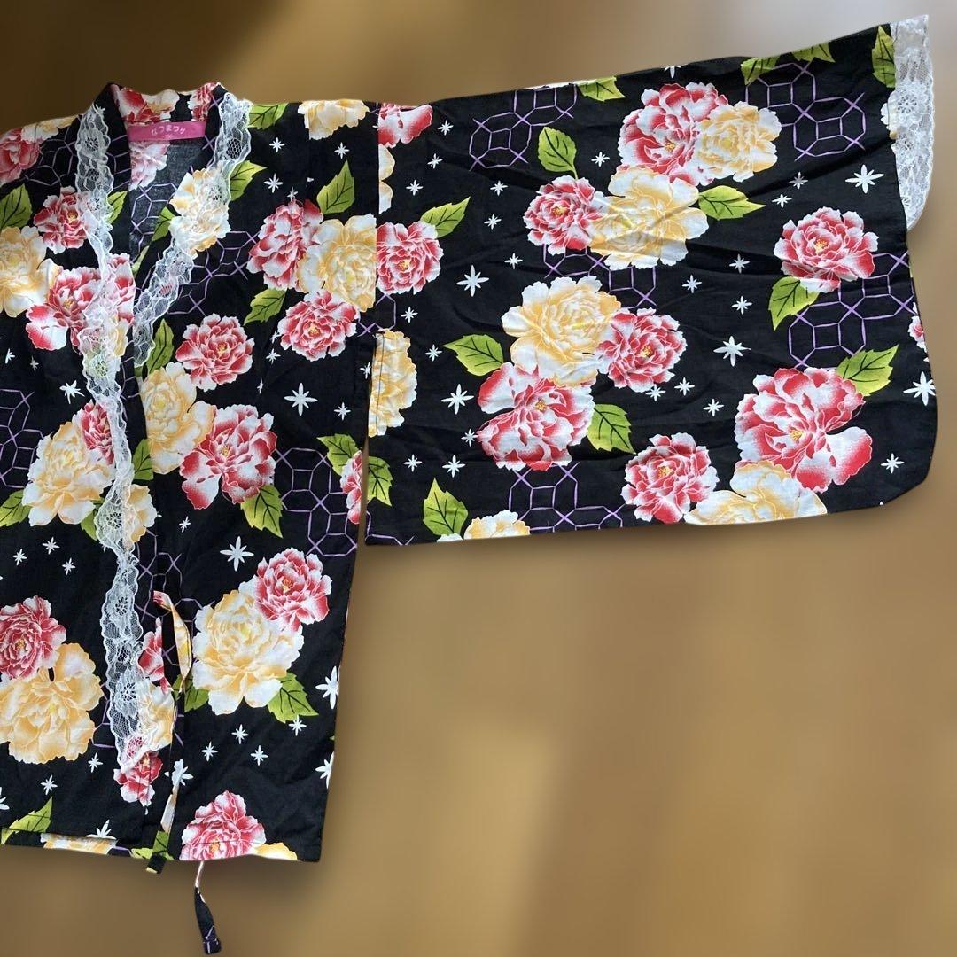 浴衣ドレス 150　地雷系　量産型　y2k　平成　姫系　ギャル ブラック 薔薇