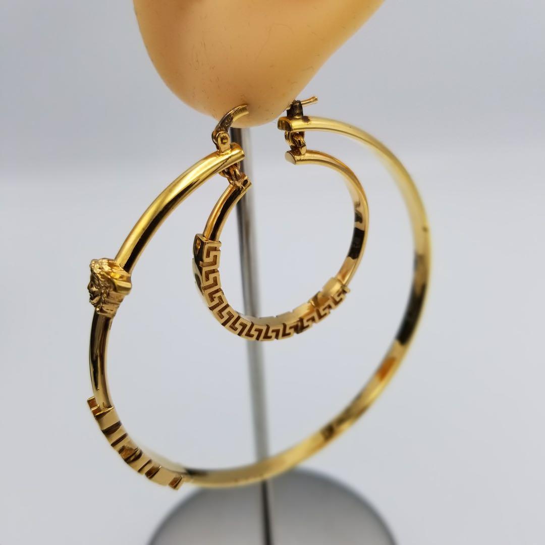 VERSACE ヴェルサーチ メデューサ グレカ フープピアス ゴールド