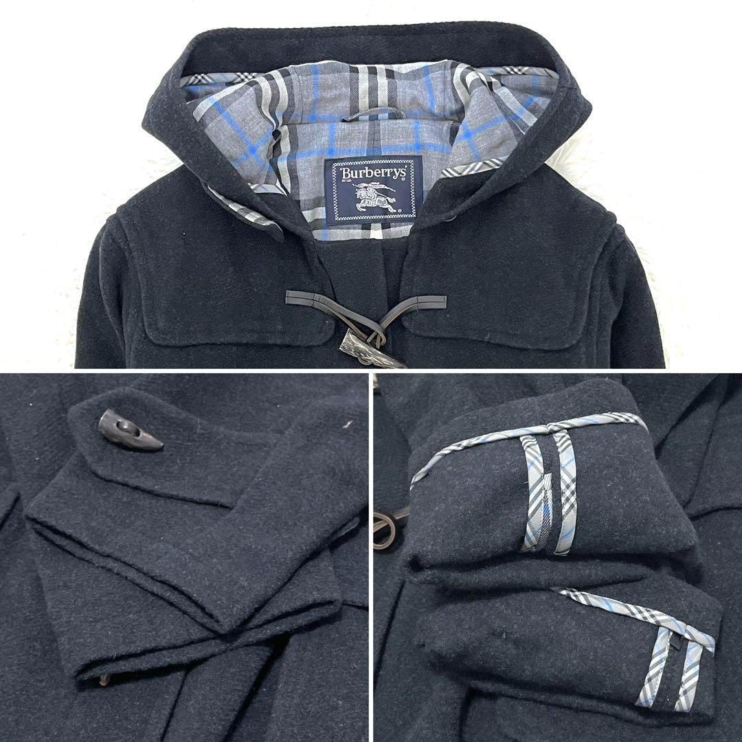 【美品】バーバリー ダッフルコート ノバチェック トグル ロング丈 アンゴラ 黒
