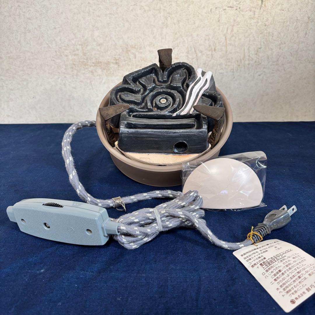 人間国宝 風炉 茶釜 電熱器 唐銅面取風炉 阿弥陀 野々田電熱器 敷板 茶道具