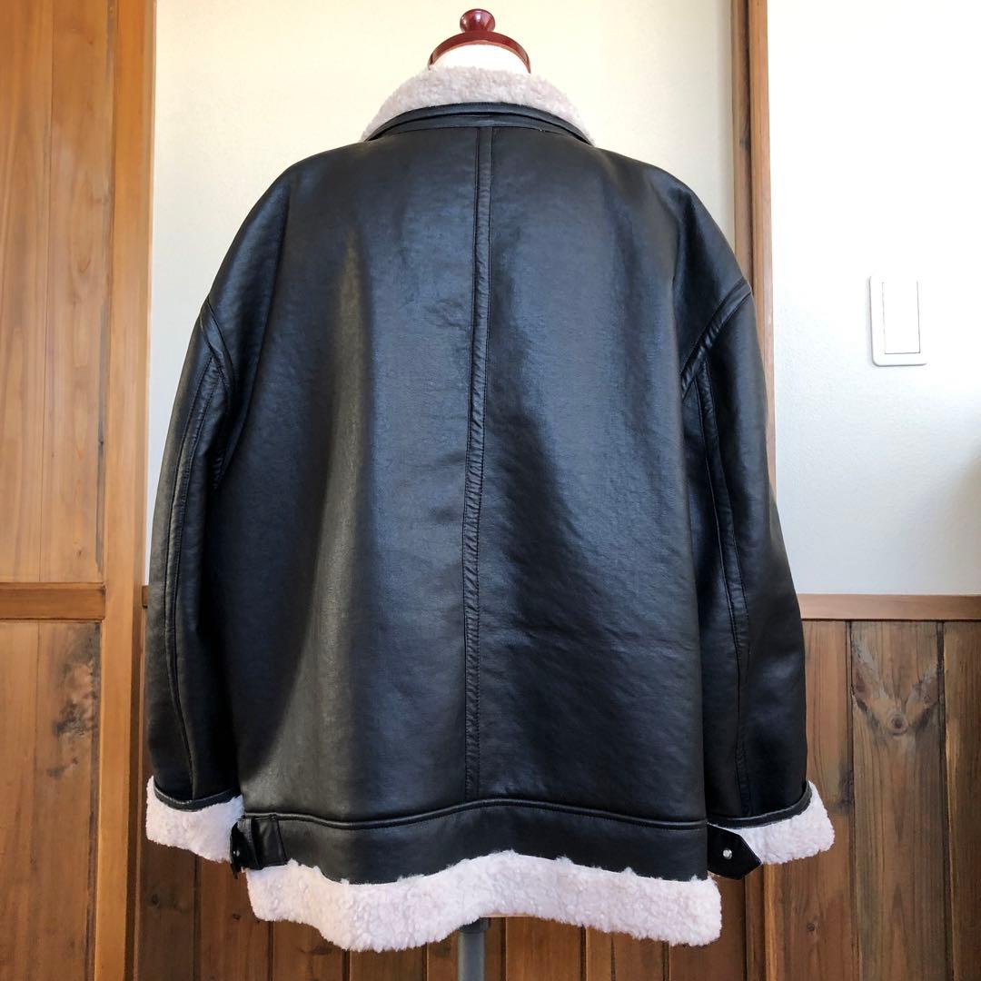 シェルパ素材 フェイクレザーボアジャケット　リバーシブル