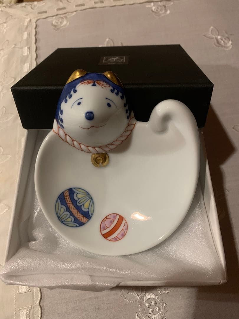 畑萬陶芸 手まり文 狗皿（小） 犬皿 手毬 雛祭り 誕生日 七五三 十五夜 正月