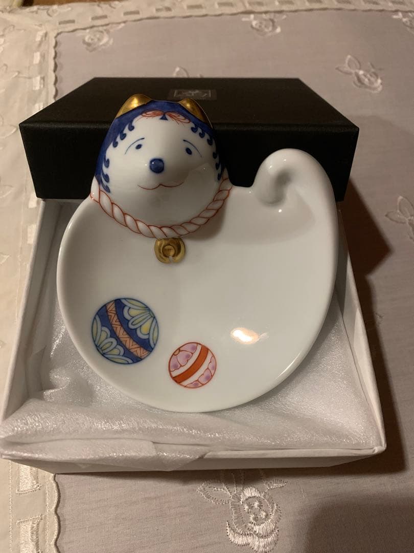 畑萬陶芸 手まり文 狗皿（小） 犬皿 手毬 雛祭り 誕生日 七五三 十五夜 正月