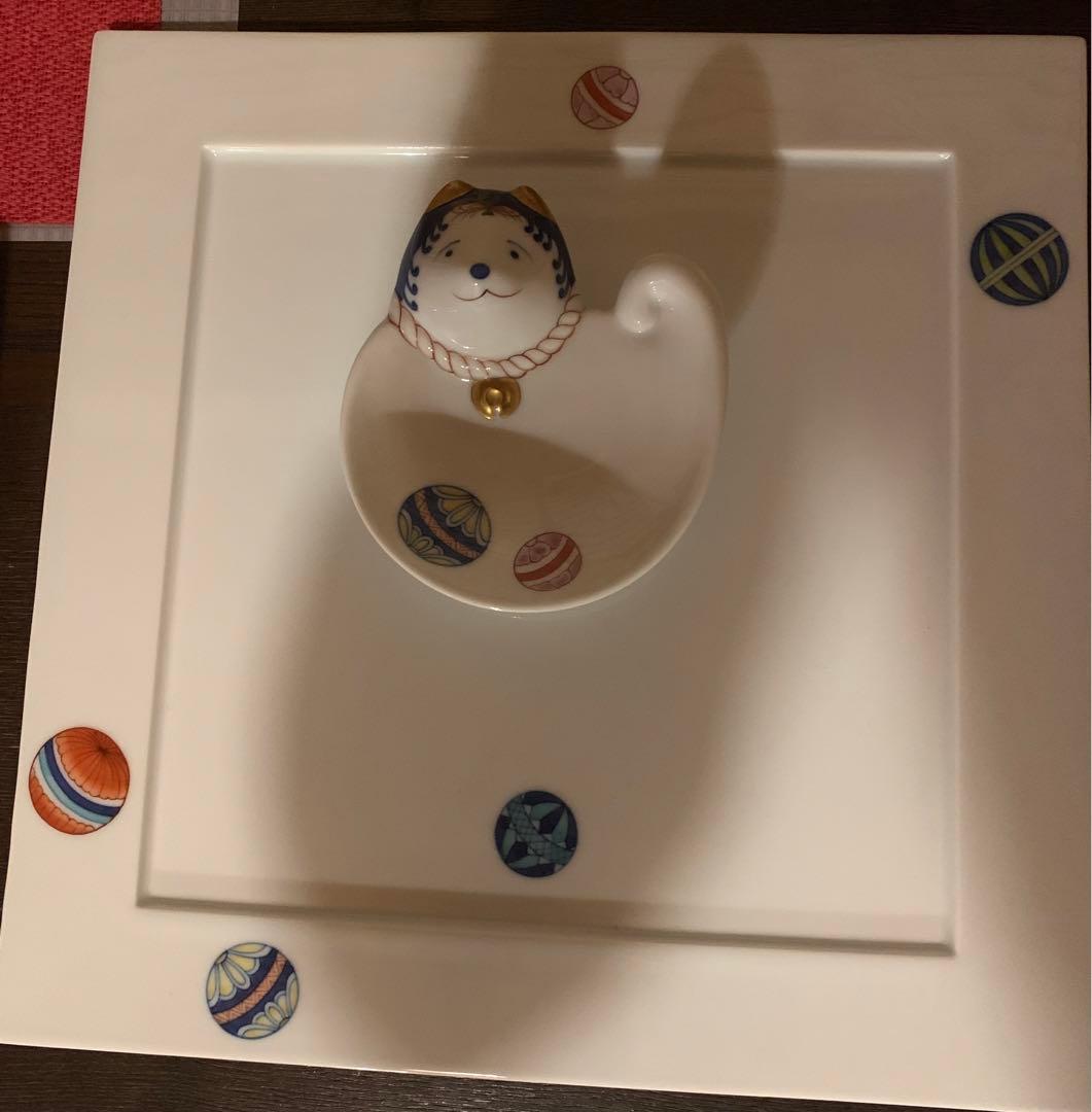 畑萬陶芸 手まり文 狗皿（小） 犬皿 手毬 雛祭り 誕生日 七五三 十五夜 正月