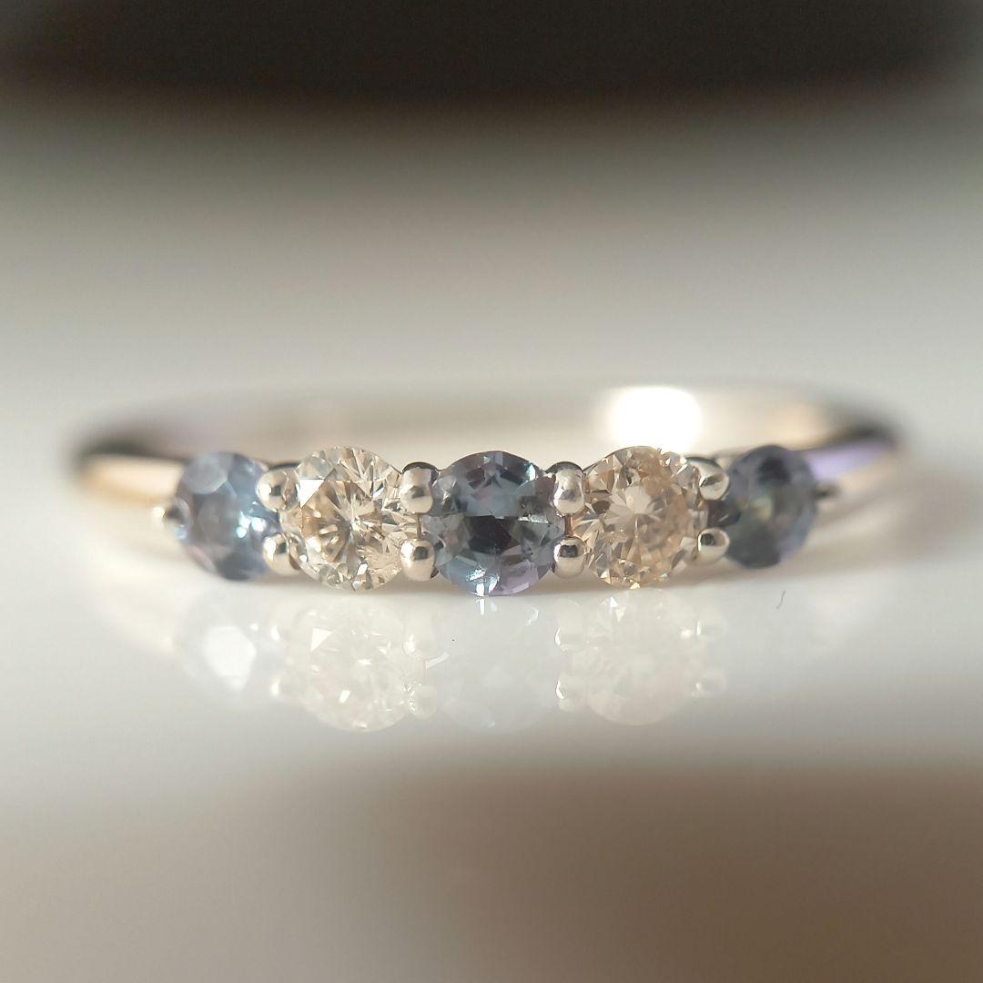 Pt900 アレキサンドライト・ダイヤモンドリング