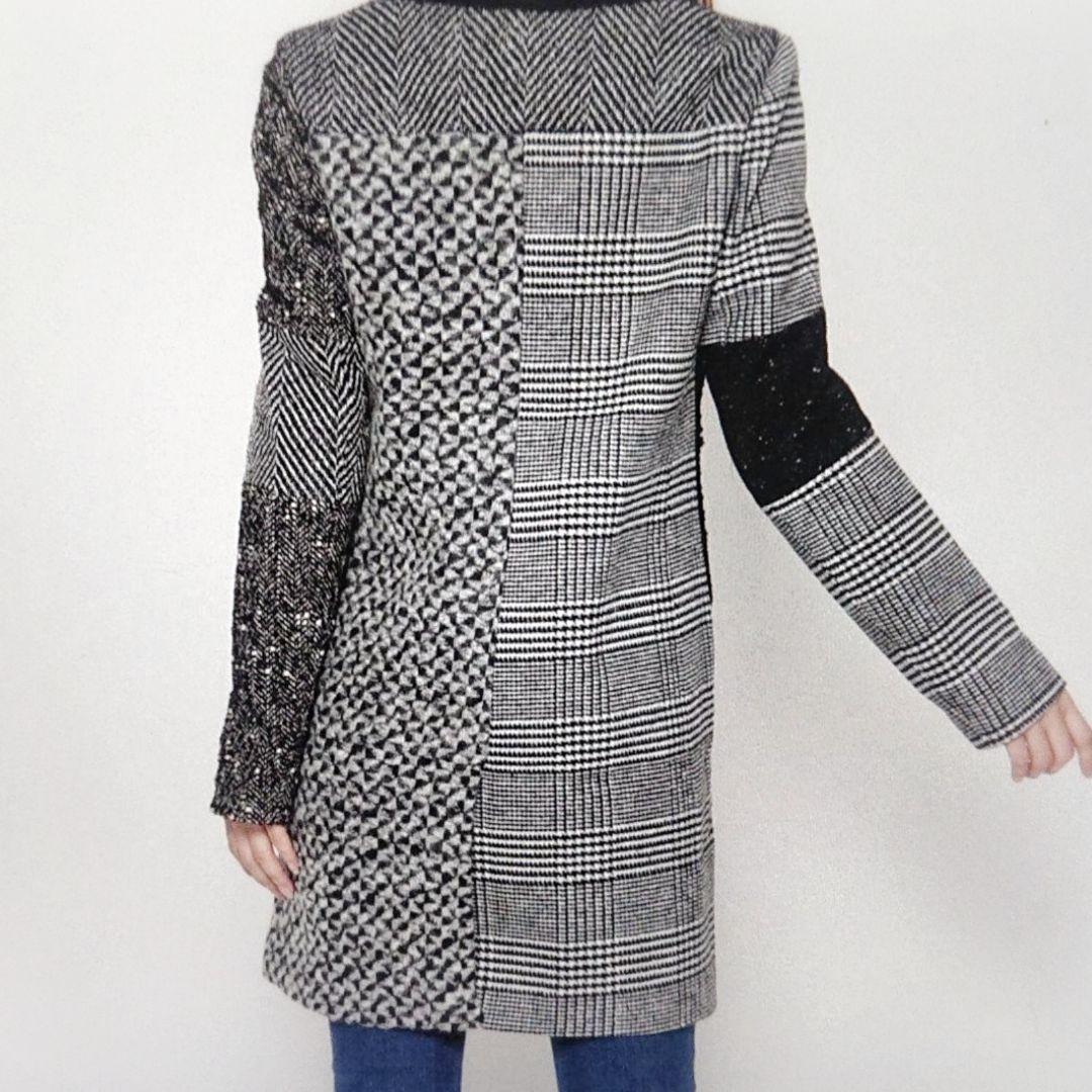 美品♪ デシグアル ショールカラー パッチワーク風 切替 オーバーコート