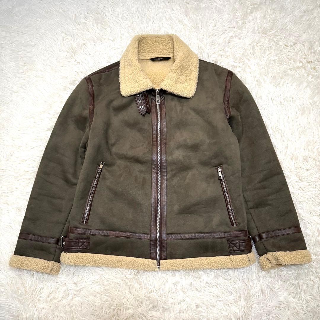【美品】ZARA B-3 フライトジャケット ムートン L カーキ