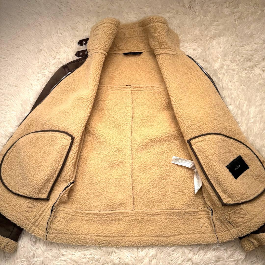 【美品】ZARA B-3 フライトジャケット ムートン L カーキ