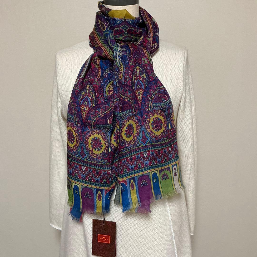 洗練されたデザイン　ETRO 正規品　大判ショール　 カシミヤ100% 13