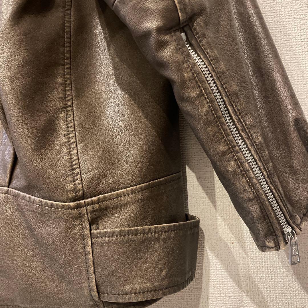 美品♡ VINTAGE WASH ECO レザーキルティングライダース