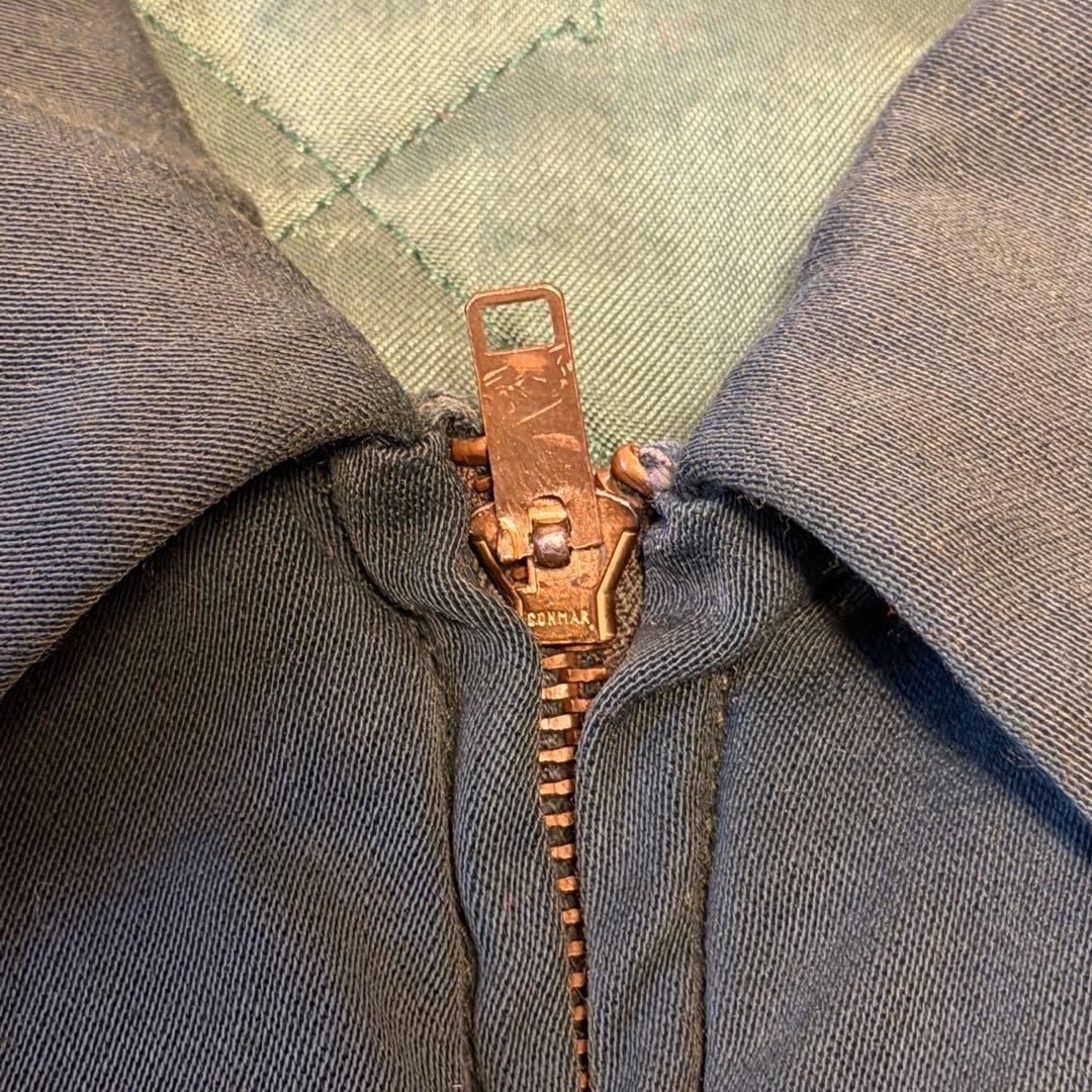 50’s〜 レーヨンギャバジンジャケット ブラックグリーン size L 片爪