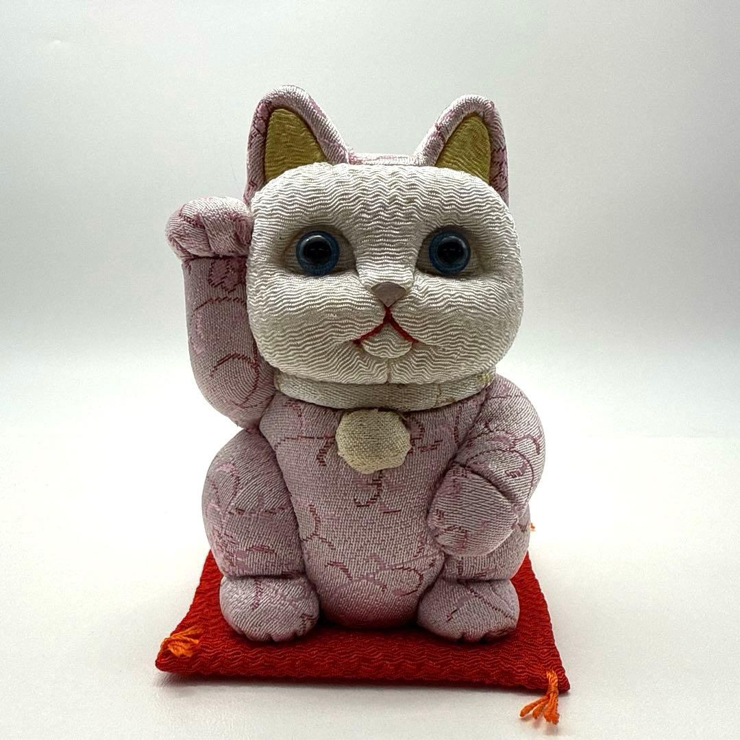 柿沼東光作 江戸木目込み人形 招き猫 (小)金襴B