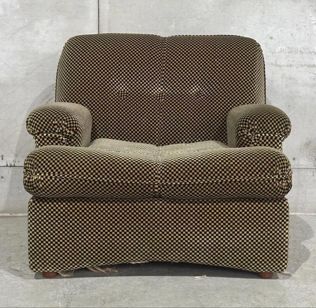 ✦70’s✦昭和レトロ 千鳥格子 1人掛ソファ｜昭和レトロ ミッドセンチュリー②