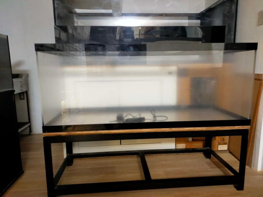 アクリル水槽　鉄製水槽台　上部濾過槽　1500×600×600