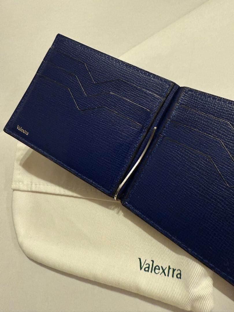 Valextra ネイビー 二つ折り財布 マネークリップ