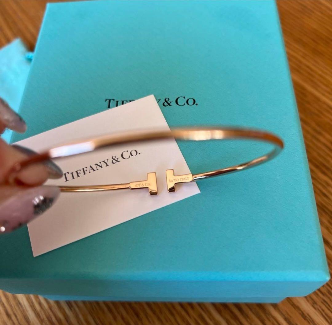 Tiffany ティファニー Ｔナローワイヤーブレスレット