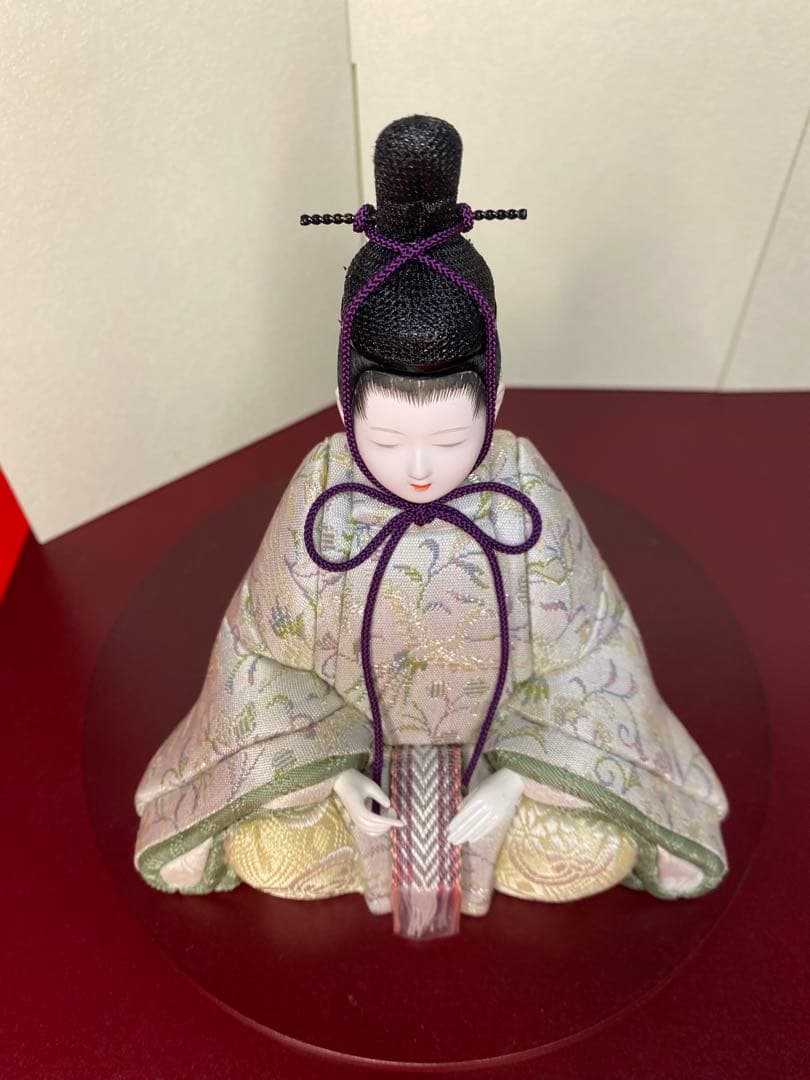 一秀作　江戸木目込人形　雛人形　親王平飾り・間口約４５×奥行約３０×高さ約３２㎝
