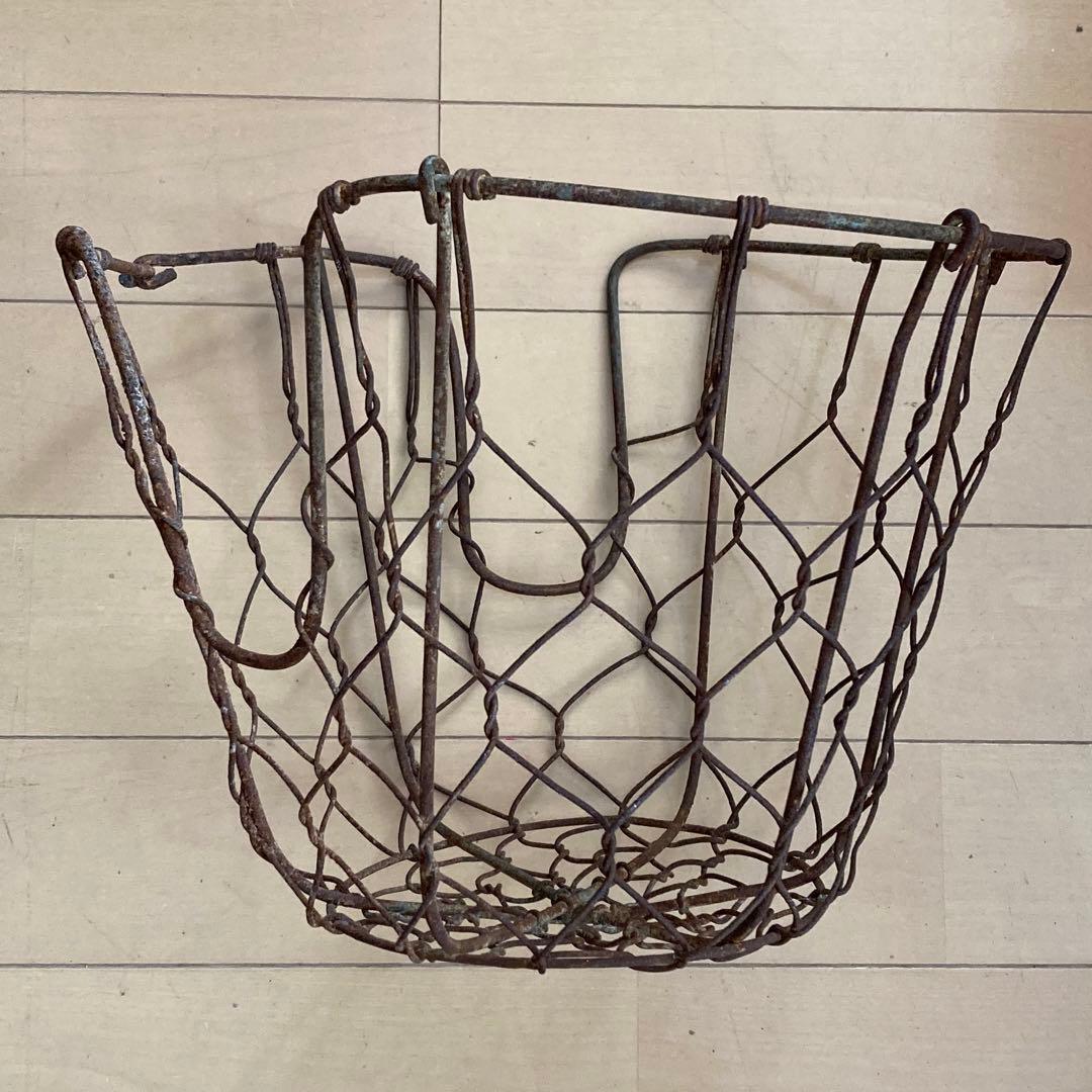 フランスアンティーク ワイヤー籠 鉄製