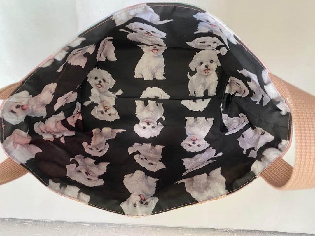 トイプードル♡カフェマット　布バスケット　バッグインバッグ