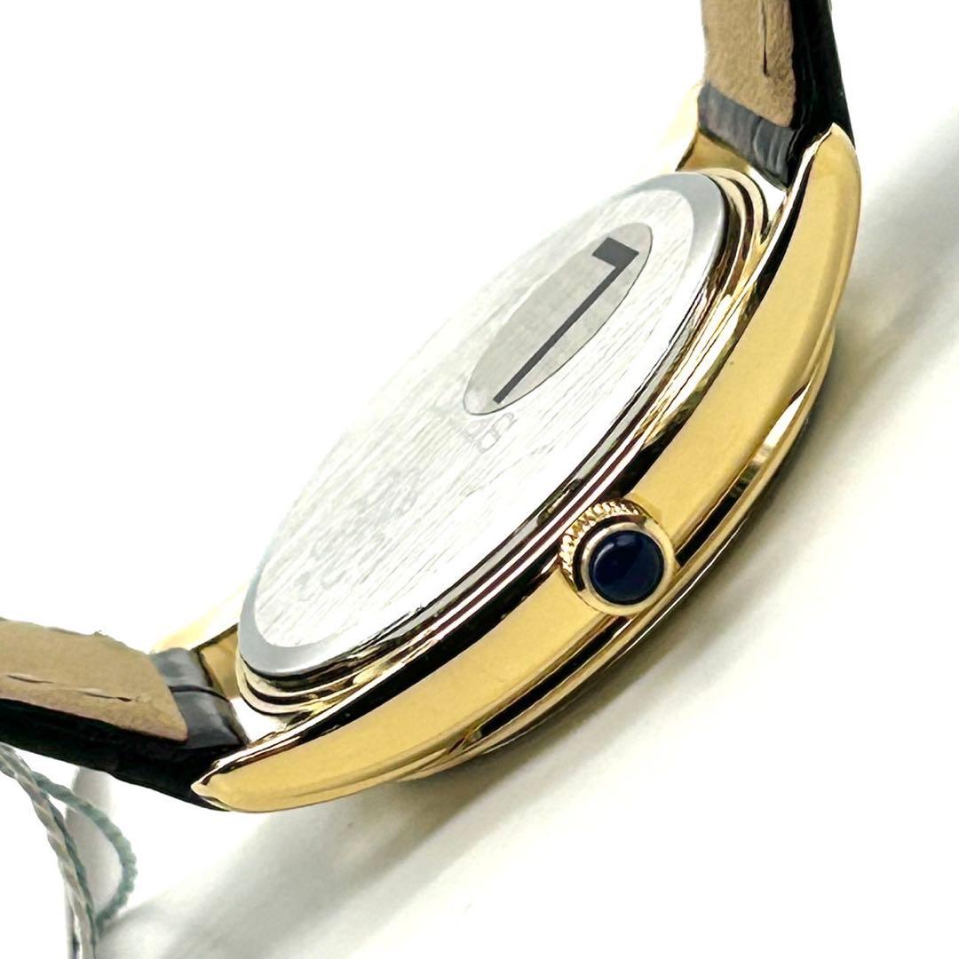 未使用 セイコー ナノユニバース コラボ 腕時計 クオーツ Wネーム レザー 金