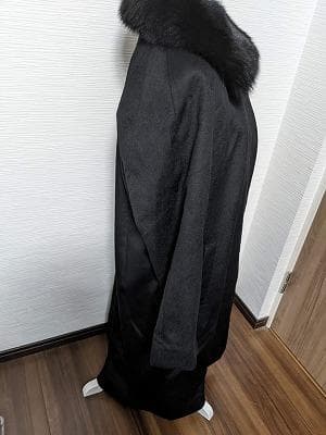 279　カシミヤ　カシミア　100％　ロングコート　毛皮　フォックス
