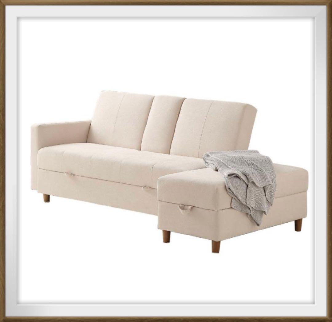 新品　ソファ　ソファセット　ソファー　3人掛け　アイボリー　ソファベッド