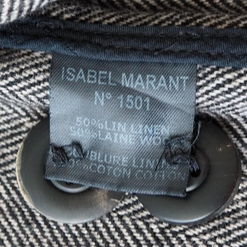 イザベルマランエトワール ロングコート リネンウール ヘリンボーン M