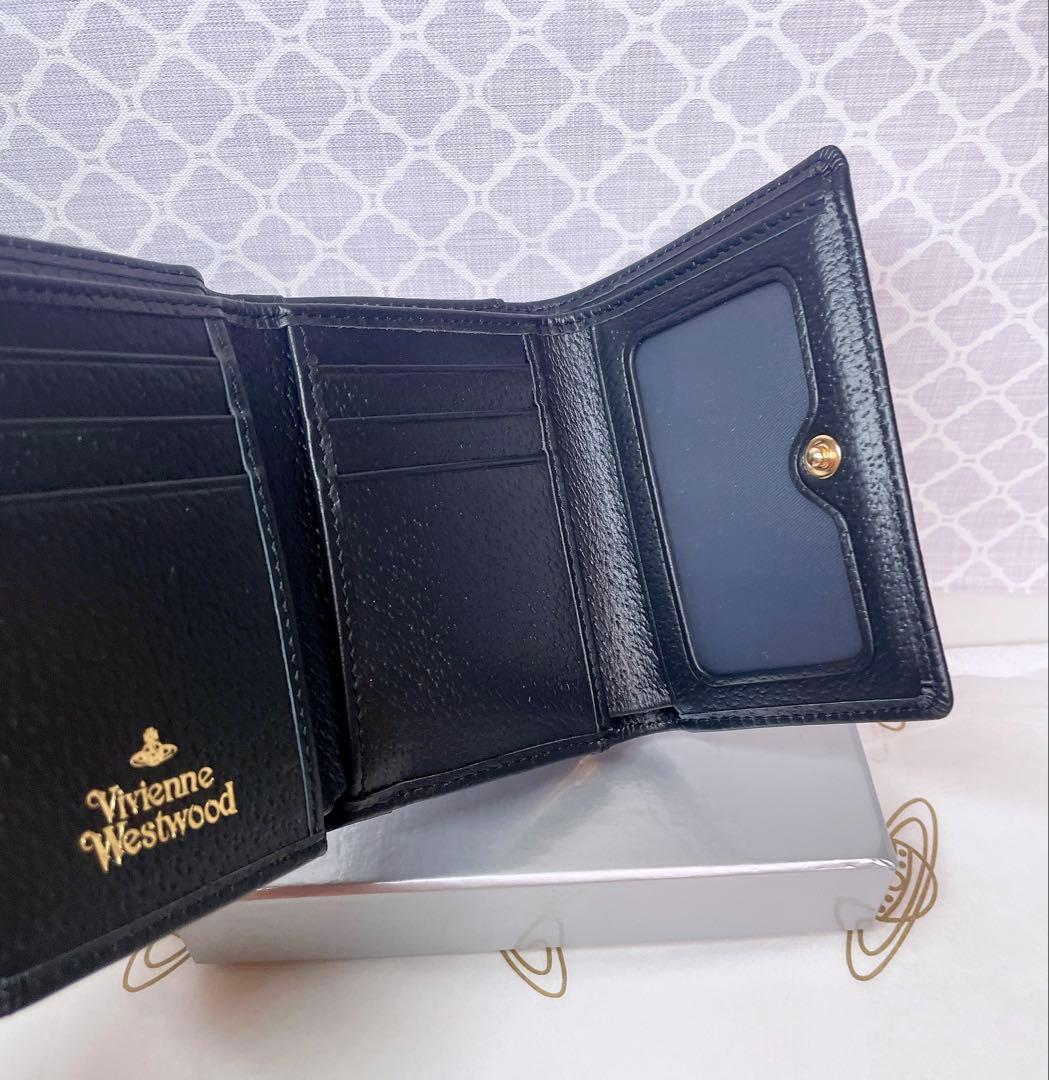 【最新☆新品】ヴィヴィアン・ウエストウッド　三つ折り財布 ブラックゴールド