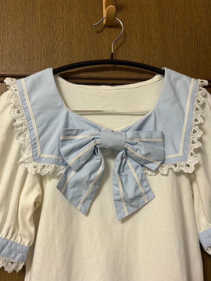 【アンジェリックプリティ】セーラー襟リボン付き半袖トップス