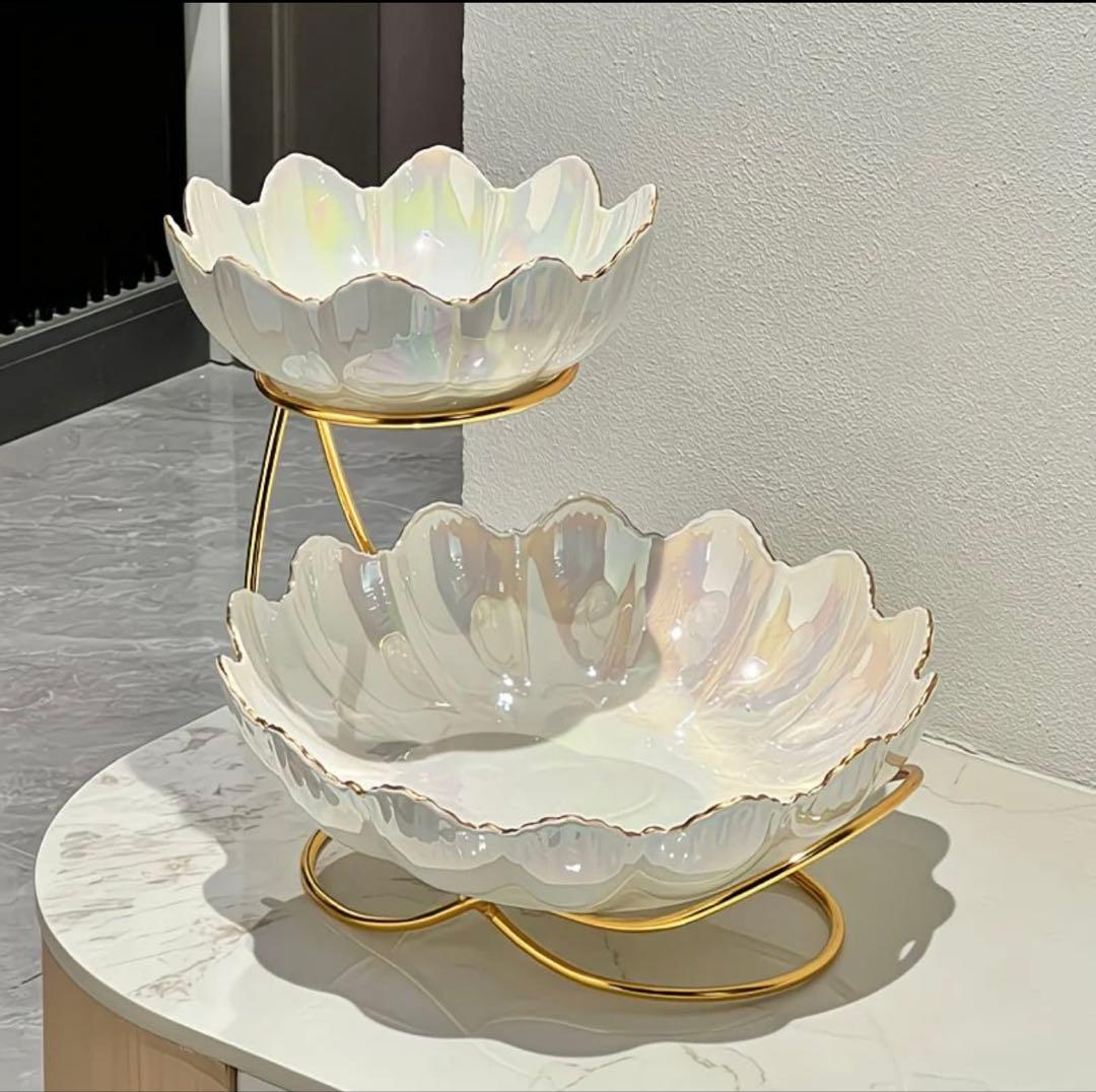 ✨美品 北欧風２段フローラルエレガントディッシュスタンド おしゃれ 新居祝い✨