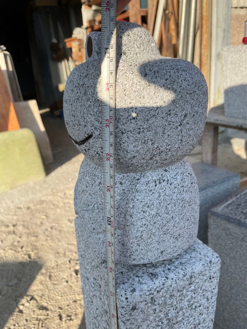 おかえり石柱　ケロちゃん　手作り　御影石　玄関先セット品