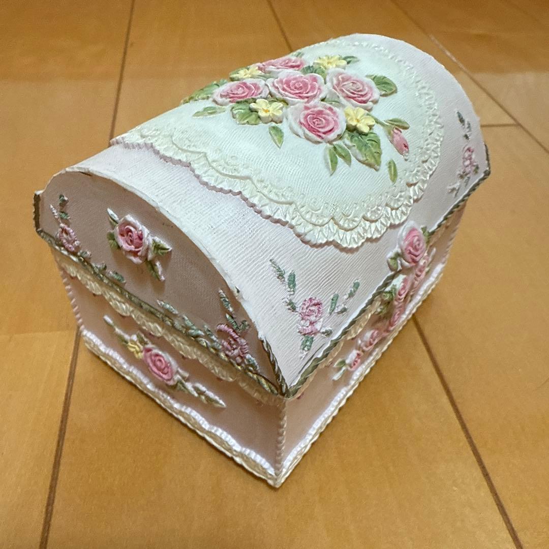 フランス購入 アンティーク雑貨 薔薇 バラ アクセサリーケース ピンク