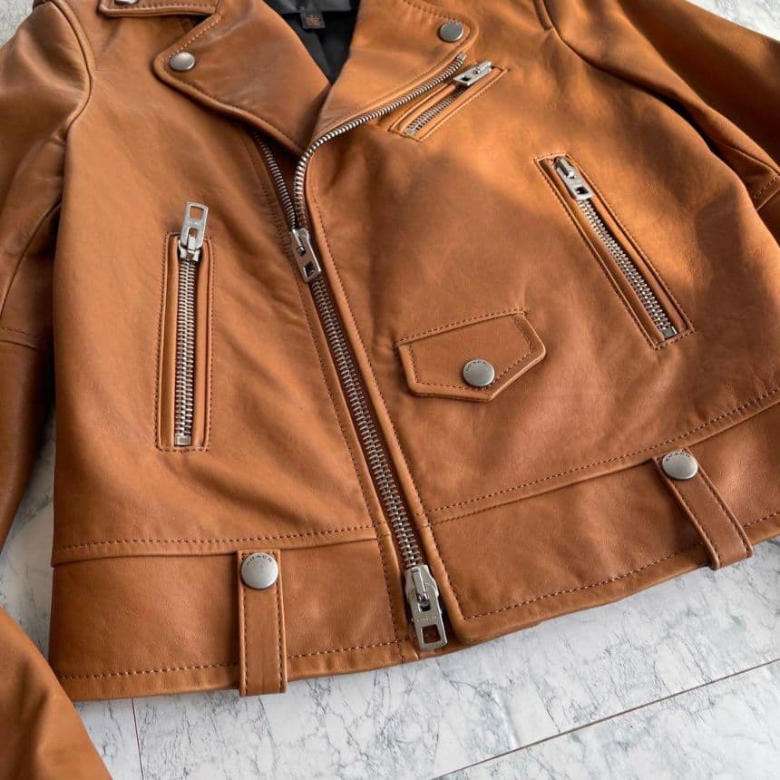 あーたちゃ　コーチ　ダブルライダースジャケット　本革　レザー　ブラウン