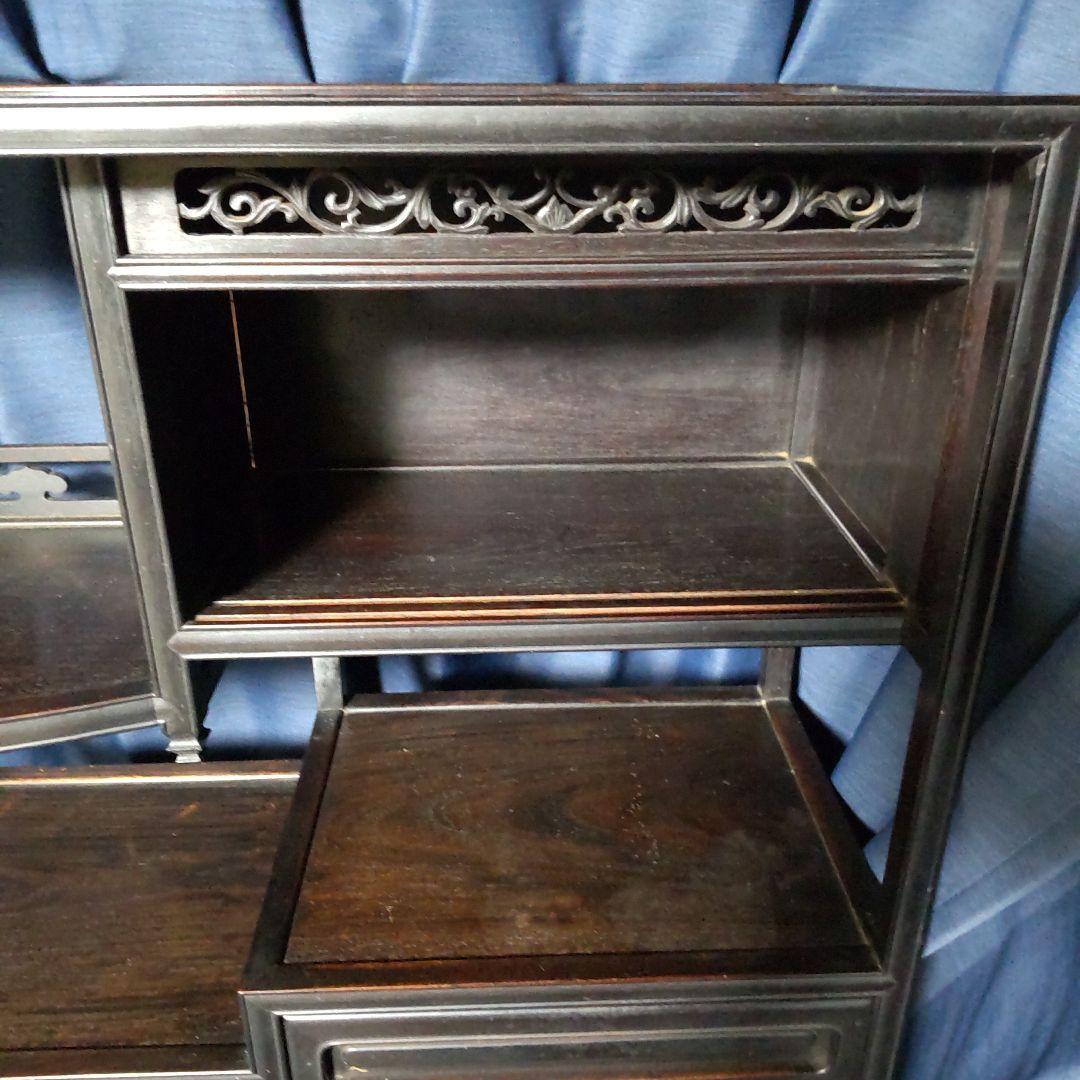 木製 茶箪笥 茶棚 飾り棚 収納棚 違い棚 和家具 アンティーク インテリア