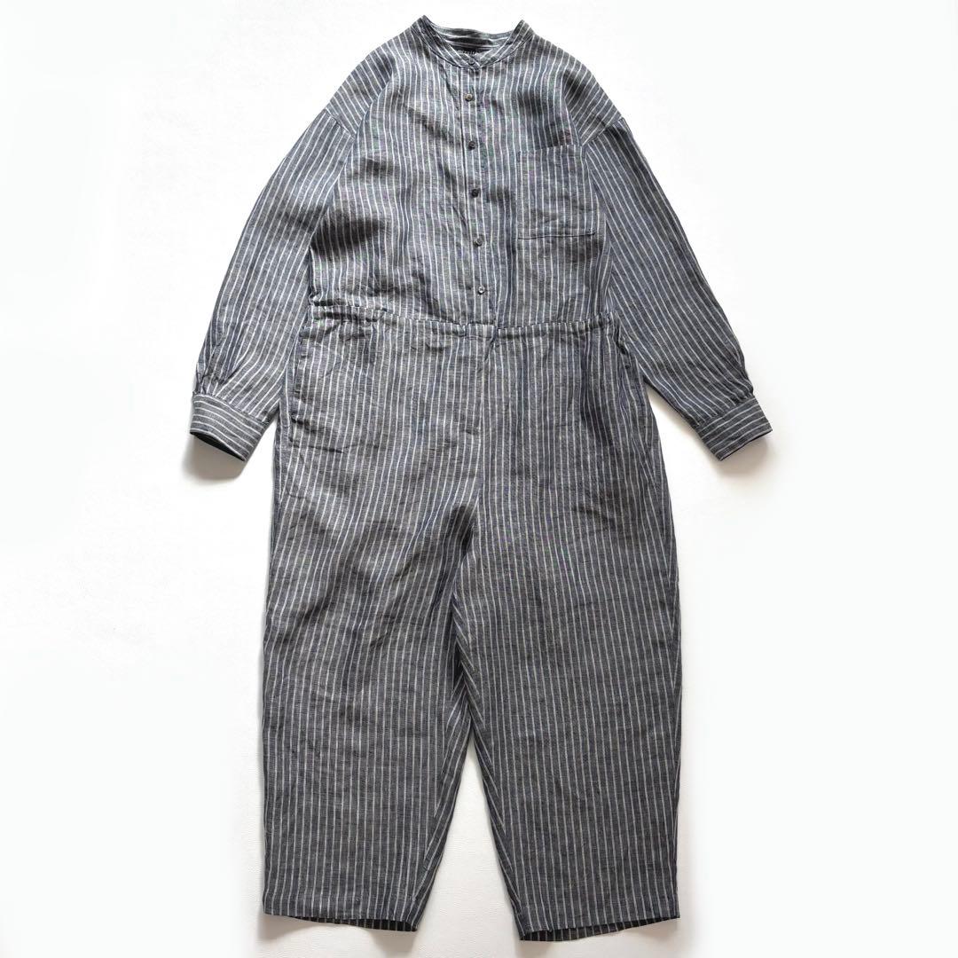 mizuiroind ミズイロインド リネンストライプオールインワン