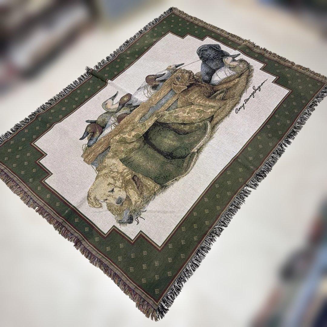 犬　カモ　マルチカバー　ソファカバー　ヴィンテージラグ　133x173