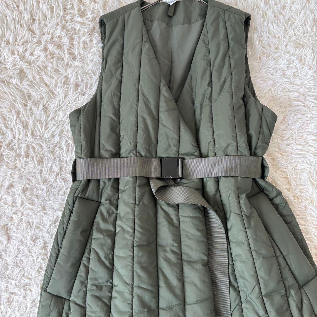 美品 lululemon ルルレモン ロングダウンベスト　カーキ ジレ 中綿　L