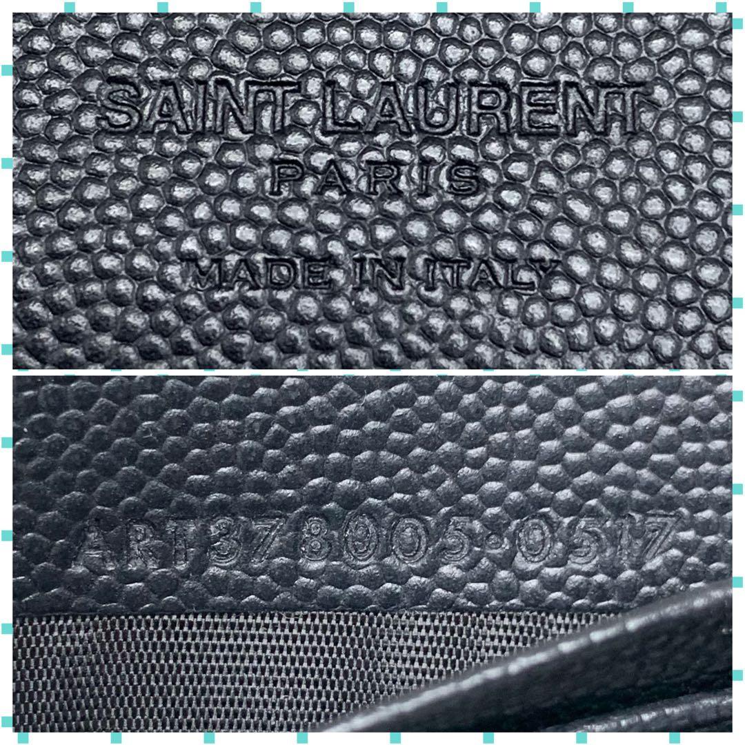 SAINT LAURENT マネークリップ 二つ折り財布 シボ革 メンズ 札入れ