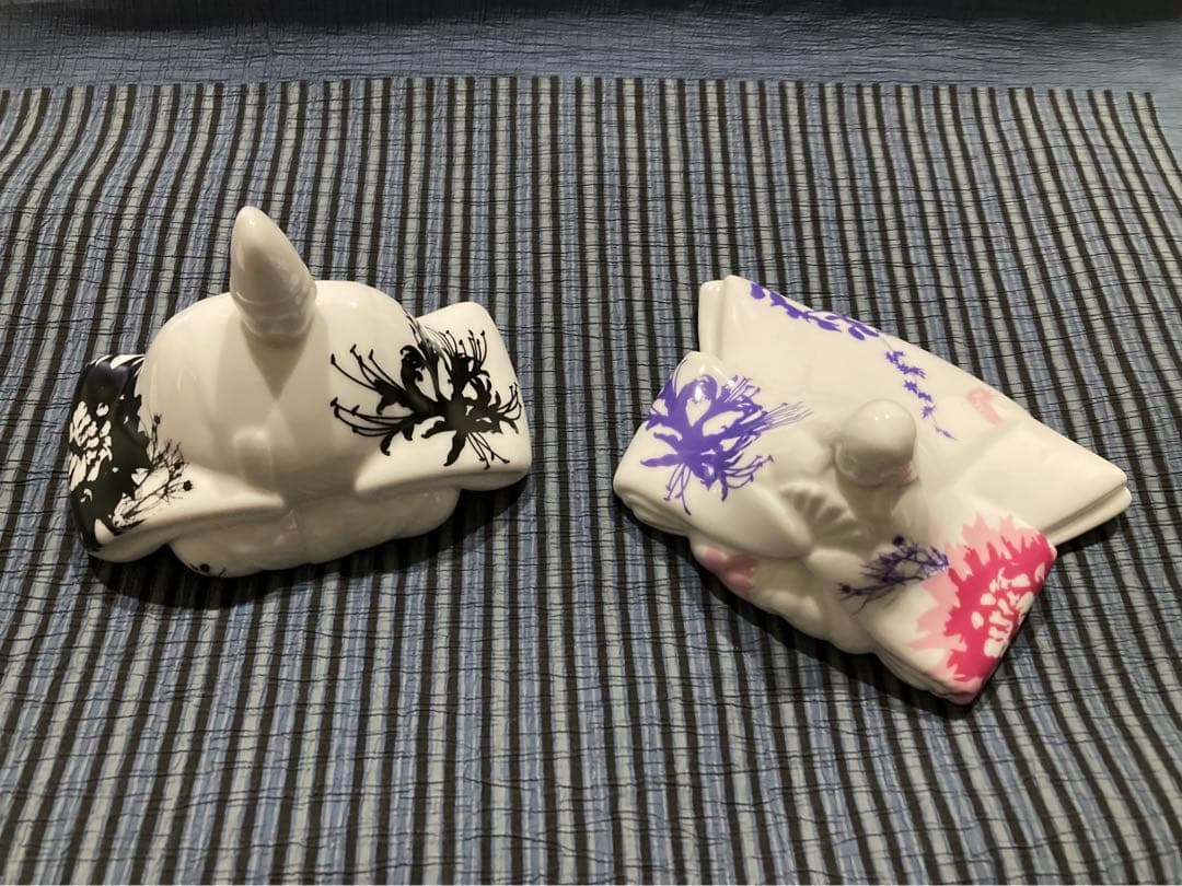 新品　座り雛・内裏雛/ポーセラーツ 焼成見本品：陶磁器製 節句 ディスプレイ