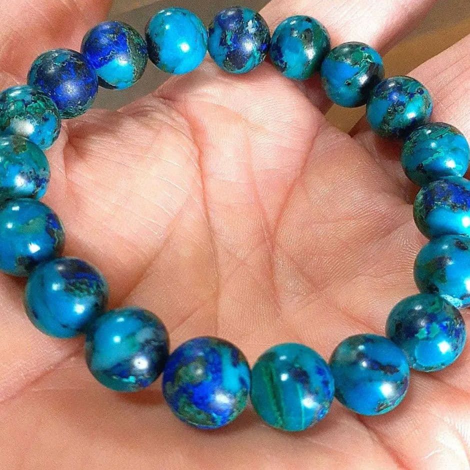 激レア【高品質】ターコイズクリソコラインラピスラズリ10.5mm ブレスレット