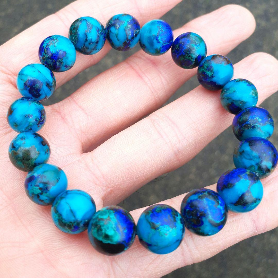 激レア【高品質】ターコイズクリソコラインラピスラズリ10.5mm ブレスレット