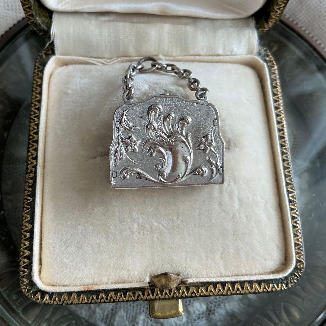 【ｍ】フランスアンティーク ミニチュア　バッグ　シルバープレート