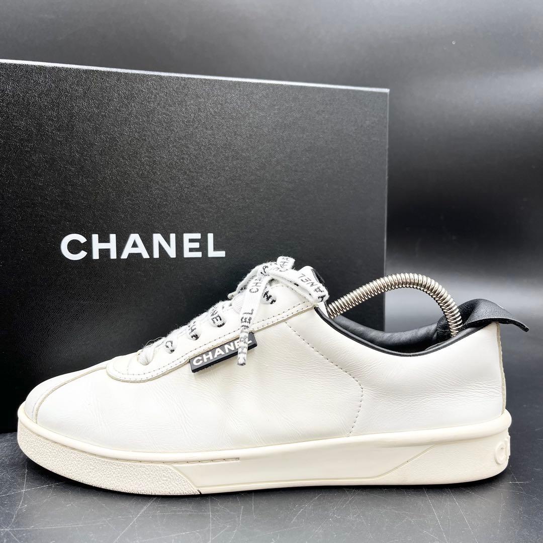 美品✨ シャネル ココマーク レザー 白 レディース スニーカー
