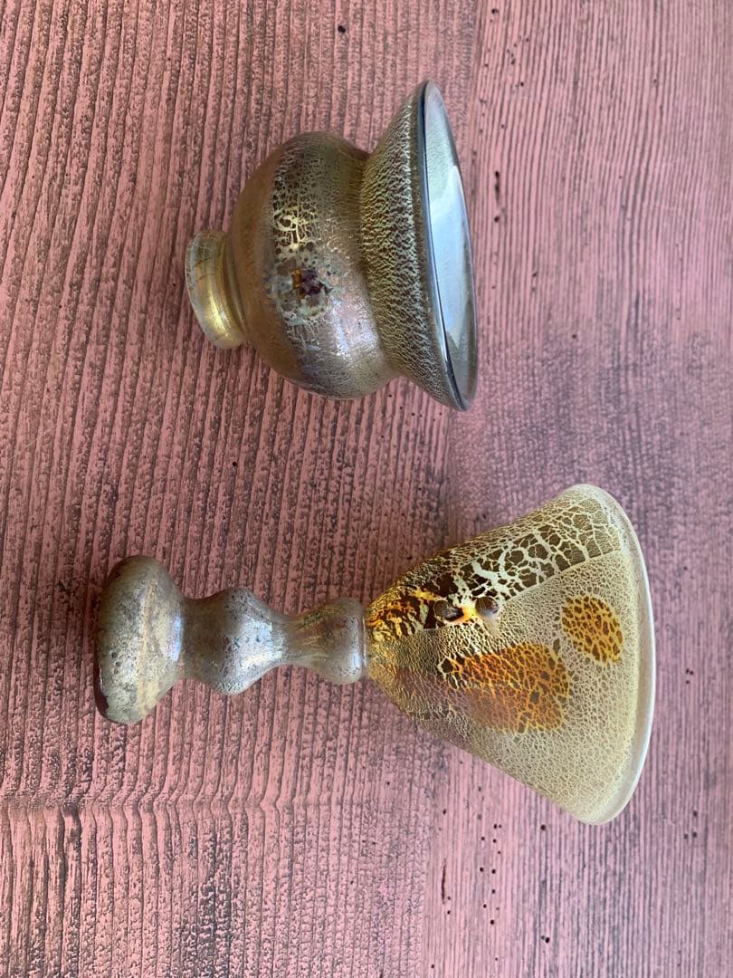 元木貴信さん作　ガラス金箔おちょこ2客セット