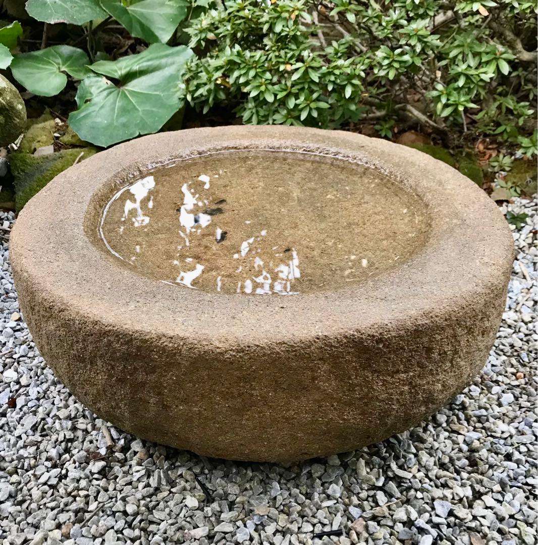 【天然自然石・水鉢・向鉢・蹲・茶庭露地庭鉢】庭石オブジェ置物ガーデニング造園