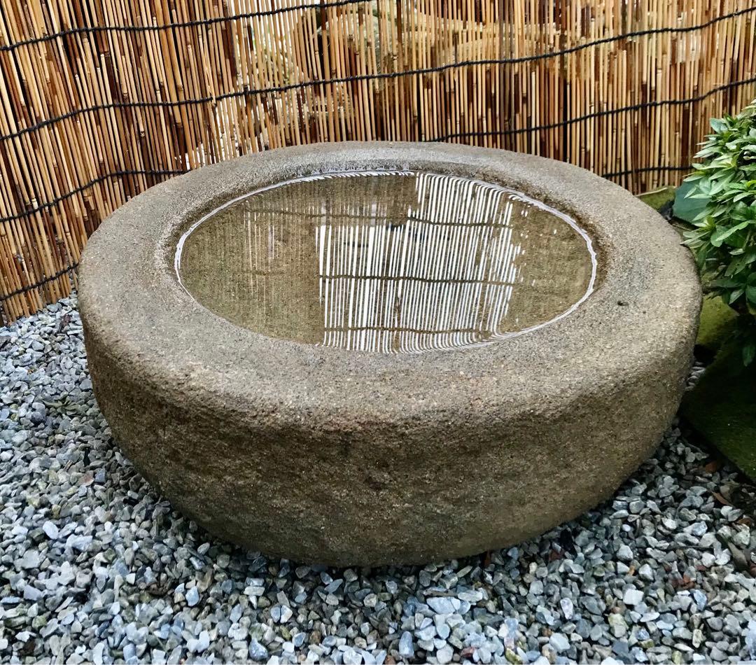 【天然自然石・水鉢・向鉢・蹲・茶庭露地庭鉢】庭石オブジェ置物ガーデニング造園