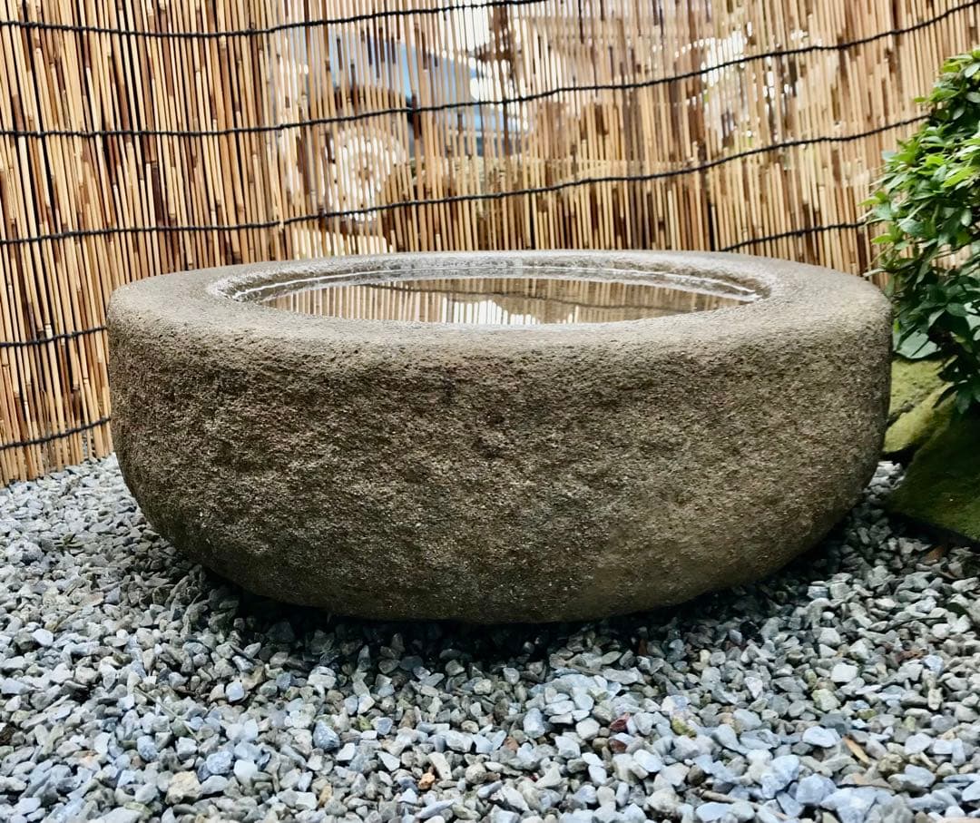 【天然自然石・水鉢・向鉢・蹲・茶庭露地庭鉢】庭石オブジェ置物ガーデニング造園